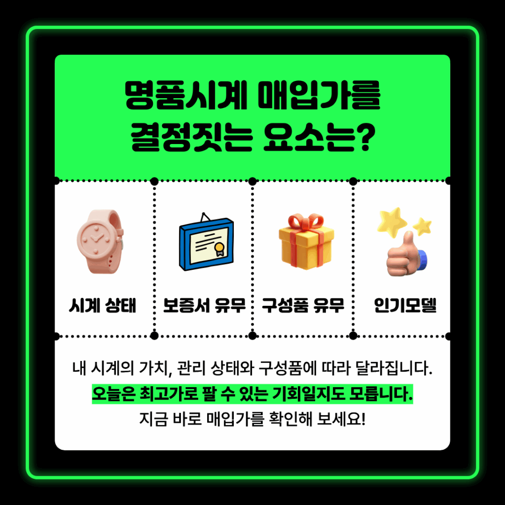 명품시계 매입가를 결정짓는 요소